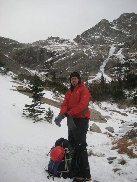 Issac Annis boots up for "West Gully" WI3+ in RMNP