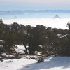 The two Sixshooter peaks in winter.