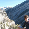 Me on the huge ledge on top of pitch 6. Provo Peak is in the background.