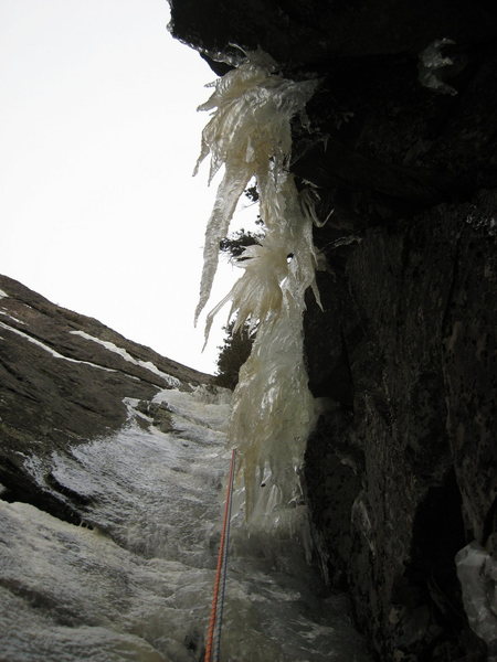 Looking up at "The Hand" in early season conditions