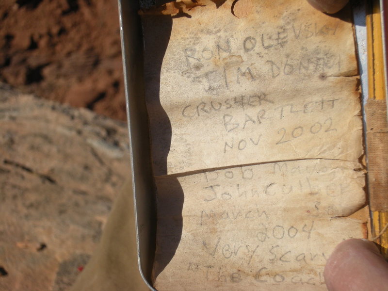 From the summit register on top of The Witch.<br>
<br>
The odds look good that you won't have to wait in line to climb this one.