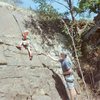 Evan Kingrey's first rock climb.