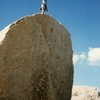 Me on the FFA of "Ballbearings Under Foot 5.10a".