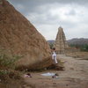 Hampi bouldering, big slab/rounded prow.