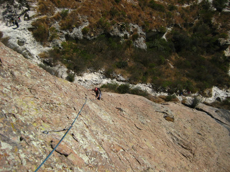 leon islas seconding the first long (linked) pitch of bernalina