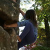 Granddaughter Kianna bouldering without shoes, LIL' Monkey!