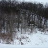 Hard to believe these are not really visible in summer, but here they are from the road.  Note the road marker.  This is basically the first clearing on the right when you come down the big hill towards the Horse Barn turnoff.  