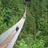 The Capilano Suspension bridge in North Vancouver.  A nice rest-day activity, but not cheap.  The Lynn Creek suspension bridge is a nice free alternative.<br>
<br>
The greenery hides it in this picture, but it's quite a deep canyon.