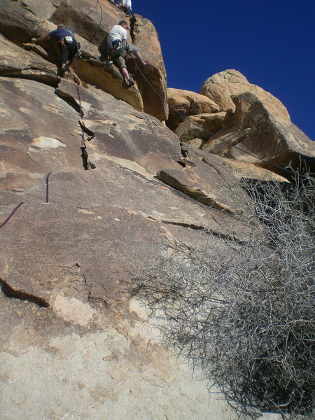 taken from the base of the climb, Dave Cox (left) on Chilkoot Sam (2nd) and Justin Slagle (right) on G.A.C. (1st)