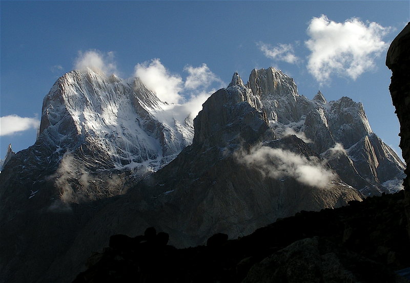 Morning view of the Great Trango and Biale