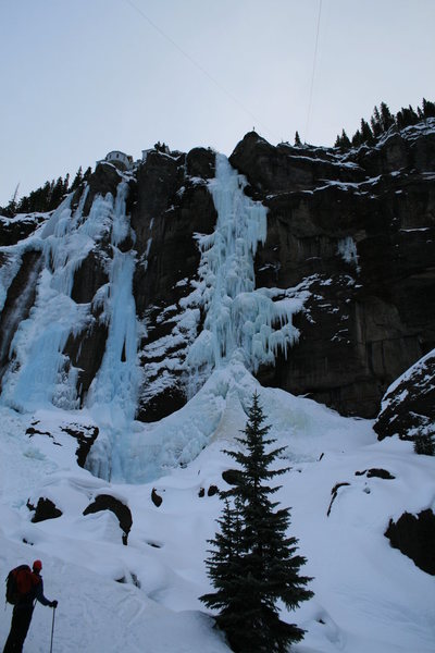 Bridalveil Falls, Telluride, CO. We climbed the right side.  400ft tall.