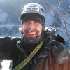 Dad after the rock finish of shoestring gully on mt webster...