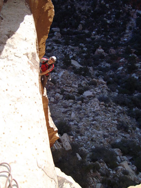 Burt (Jamcrack) just above the crux on P1