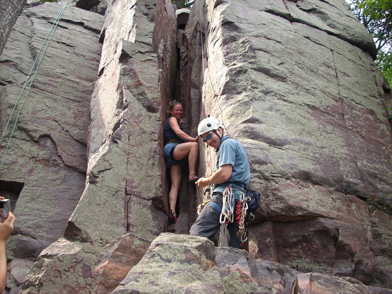 Layback is to the right of the green rope.