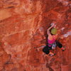 Kayte Knower mid-crux on Glitter Gulch