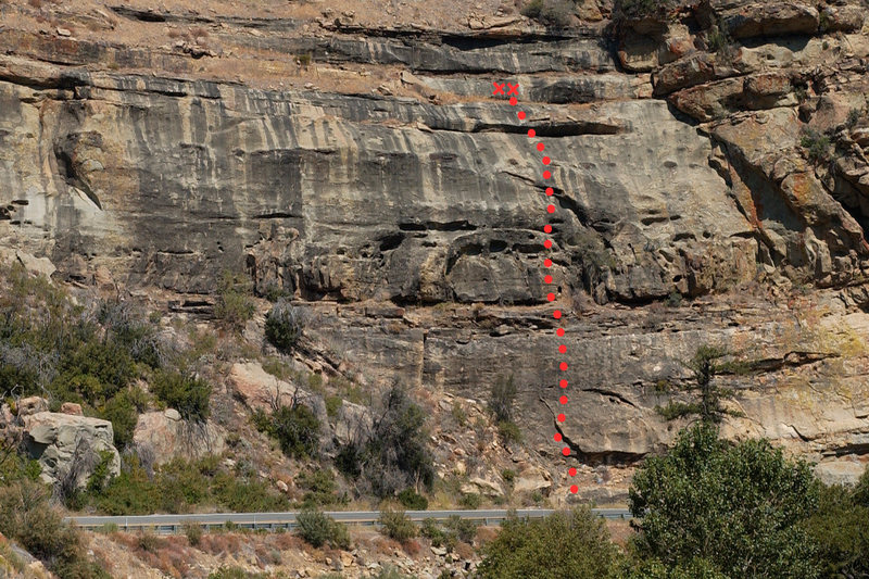 Route topo for Elephant in the Room, at Derrydale Cliff.