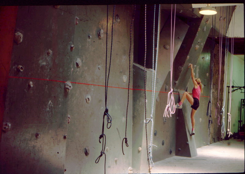 In store climbing walls started to appear..