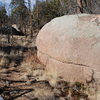 The Dinosaur Head Boulder just entering the bouldering area.