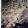 Finishing the "peg flake" on the Peg traverse.  Photo by Josh Janes.