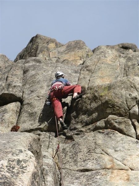 The upper corner is fun enough, but a bit grungy, and due to the lack of anchors above, perhaps best ignored. Photo by Ken Parker.