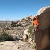 The knife-edged Native Arete (V0), Joshua Tree NP