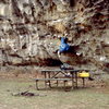 Bob Horan traversing the Makanda Bluff Traverse, Southern, Illinois.