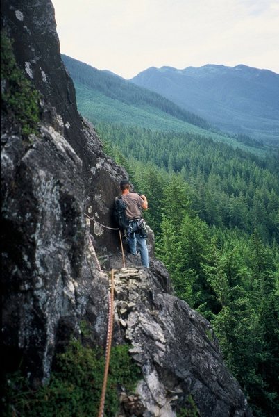 Shaun drilling the top anchors in 2003.