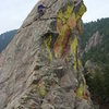 Mike on false summit of Direct Route June, 2008.