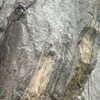 Climbing the Double Jeopardy.<br>
<br>
Photo: Bob Horan.