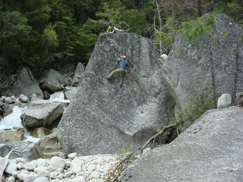 Bouldering in Tenaya Canyon, near Hidden Falls.  