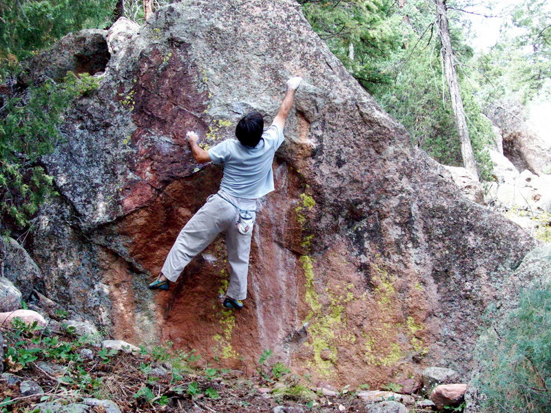 Bouldering around the Matron, on the Matron Boulder.