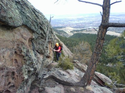 Bill arriving at the beautiful second ledge.