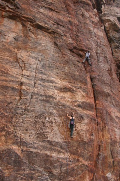 Erica Bigio on Nancy's Wet Dream, while Eric Murdock climbs Precipitation