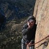 Hello, I'd like a large cheese.... Yeah, I'm at Shirttail Peak.... No, no, it's in Eldorado Canyon....<br>
<br>
Yeah, I was on the sharp end at this moment in time about a hundred feet above. 