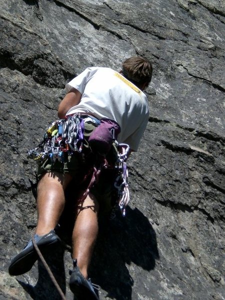 Stu climbing the face at the start.