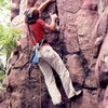 Bob Horan on FA of Moondust 5.10d, circa 1976