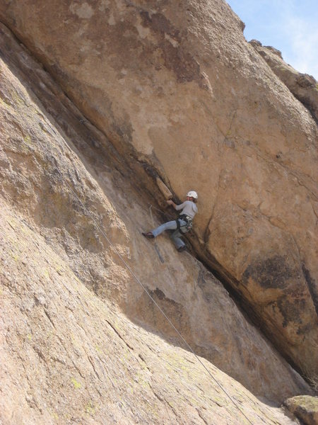 Natalie at the crux during an OMTRS training day