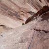 Looking back down the crux pitch