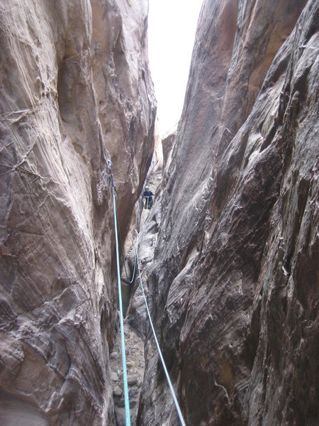 Looking down to the entrance