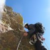 Andy Grauch leading warm rock on the right variation to Dog House.  Photo taken by Chris Sheridan.