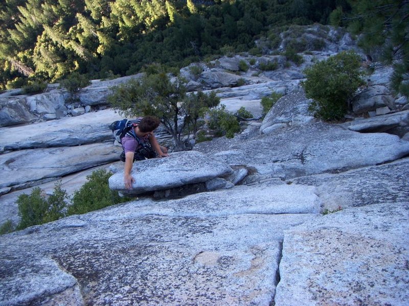 Soloing on Royal Arches on a linkup with Crest Jewel Direct. This is a pitch or two above the traverse, I believe.