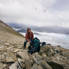 Backpacking in Torres Del Paine National Park, above the Grey Glacier, part of the Southern Patagonian ice cap