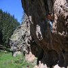 A view of the western half of Monster Wall.  Taken from beneath the start of 'Revenge of the Werepig'.