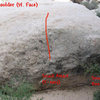 Photo/topo for the Snack Boulder (West Face), Joshua Tree. <br>
 