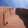 Looking up the 3rd pitch stembox. Amazingly fun feature to climb.