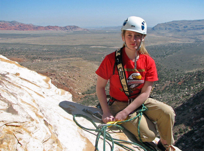 Gwen at the top of pitch 5, <em>[[105732419]]</em>.<br>
<br>
March 16, 2009