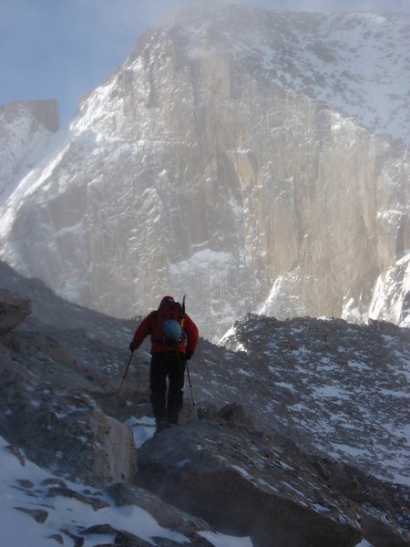 On the way to the Cables Route on Longs in early Feb.'09