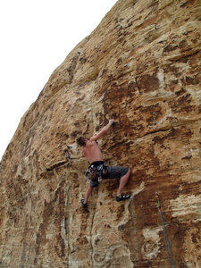 me leading Good Mourning on the Wake Up Wall in Red Rocks