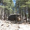 Warm-up boulder, The Cube in the left rear.