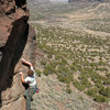 Finishing up the route going from the last bolt to the anchors. April 2009. 